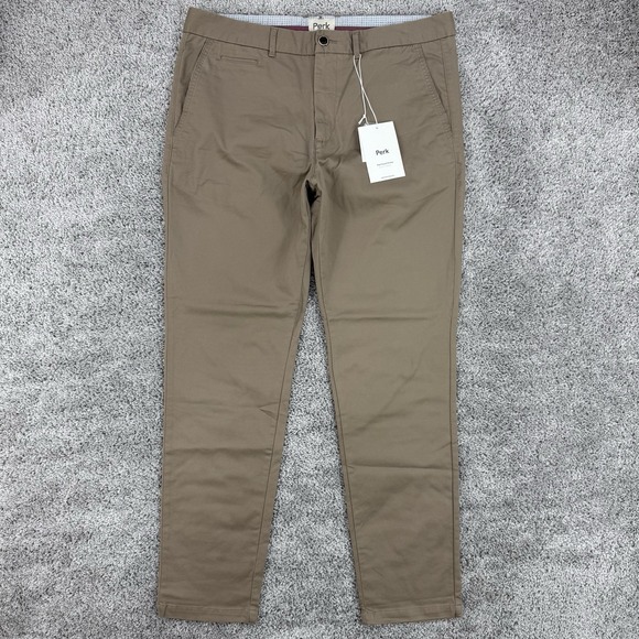 Perk Other - Perk Feel Good Chinos Men's 36x32 NWT Dark Khaki Slim Fit Cotton Stretch Preppy